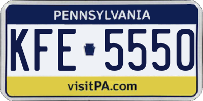 PA license plate KFE5550