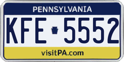 PA license plate KFE5552