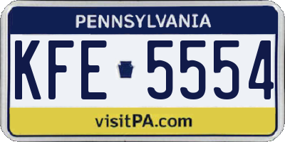 PA license plate KFE5554