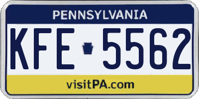 PA license plate KFE5562