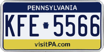 PA license plate KFE5566