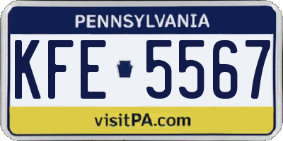 PA license plate KFE5567