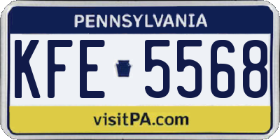 PA license plate KFE5568