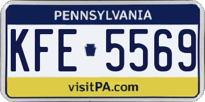 PA license plate KFE5569