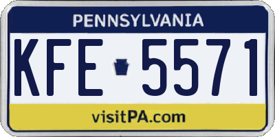 PA license plate KFE5571