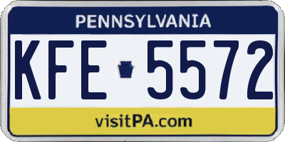PA license plate KFE5572