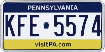 PA license plate KFE5574
