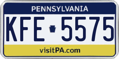 PA license plate KFE5575