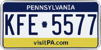 PA license plate KFE5577