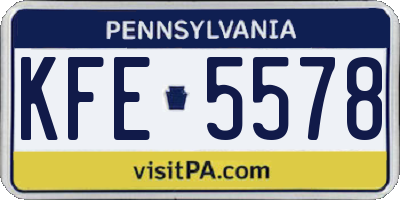 PA license plate KFE5578