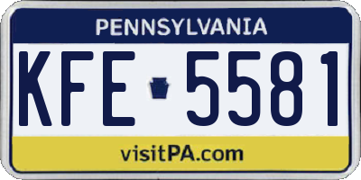 PA license plate KFE5581