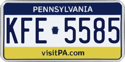 PA license plate KFE5585