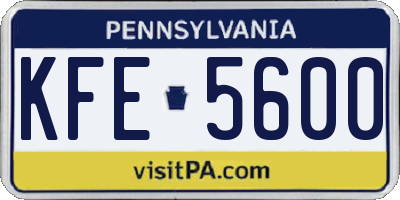 PA license plate KFE5600