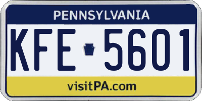 PA license plate KFE5601