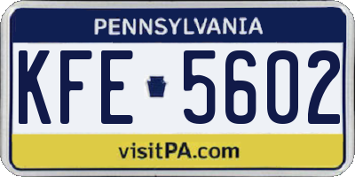 PA license plate KFE5602