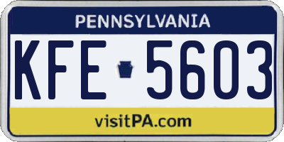 PA license plate KFE5603