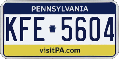 PA license plate KFE5604