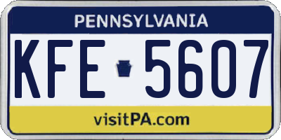 PA license plate KFE5607