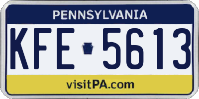 PA license plate KFE5613