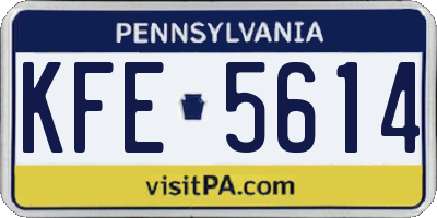 PA license plate KFE5614