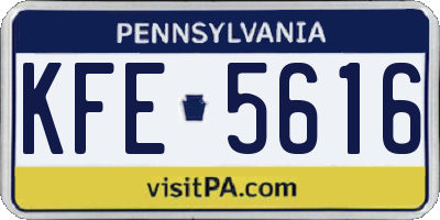 PA license plate KFE5616