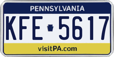 PA license plate KFE5617