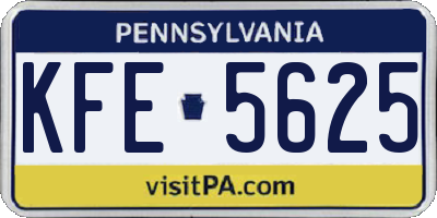 PA license plate KFE5625
