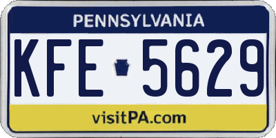 PA license plate KFE5629
