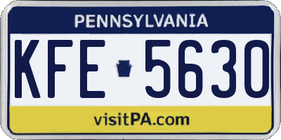 PA license plate KFE5630