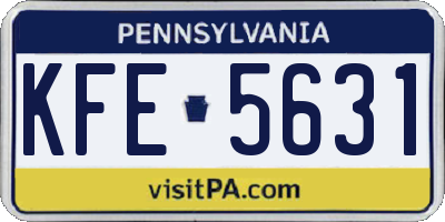 PA license plate KFE5631