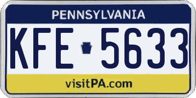 PA license plate KFE5633