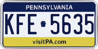 PA license plate KFE5635