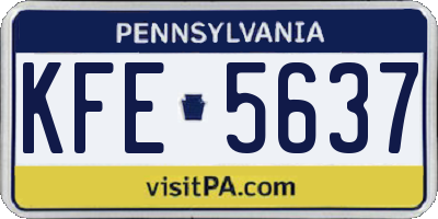 PA license plate KFE5637