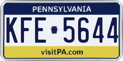 PA license plate KFE5644