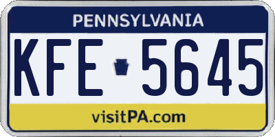 PA license plate KFE5645