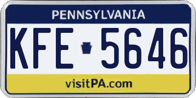PA license plate KFE5646