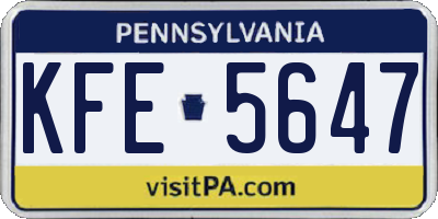 PA license plate KFE5647