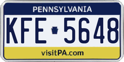 PA license plate KFE5648