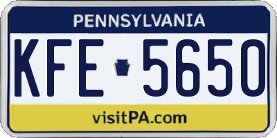 PA license plate KFE5650