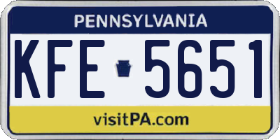 PA license plate KFE5651