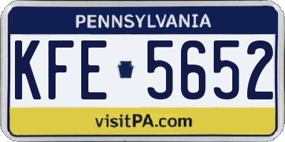 PA license plate KFE5652
