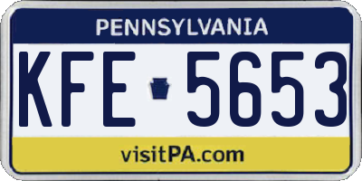 PA license plate KFE5653