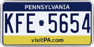 PA license plate KFE5654