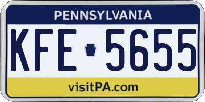 PA license plate KFE5655