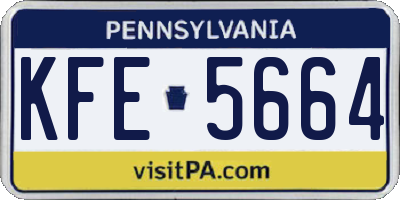PA license plate KFE5664