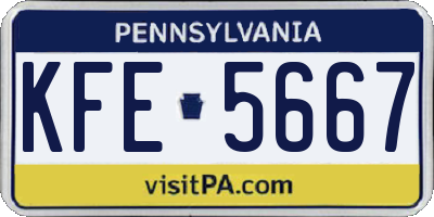 PA license plate KFE5667