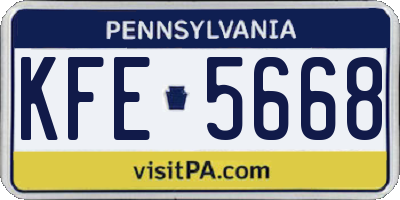 PA license plate KFE5668