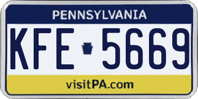 PA license plate KFE5669
