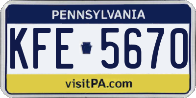 PA license plate KFE5670
