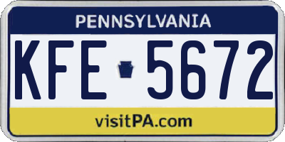 PA license plate KFE5672